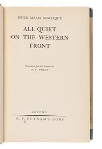 REMARQUE, Erich Maria (1898-1970). All Quiet on the Western Front. London: G.P. Putnam's Sons, 1929.