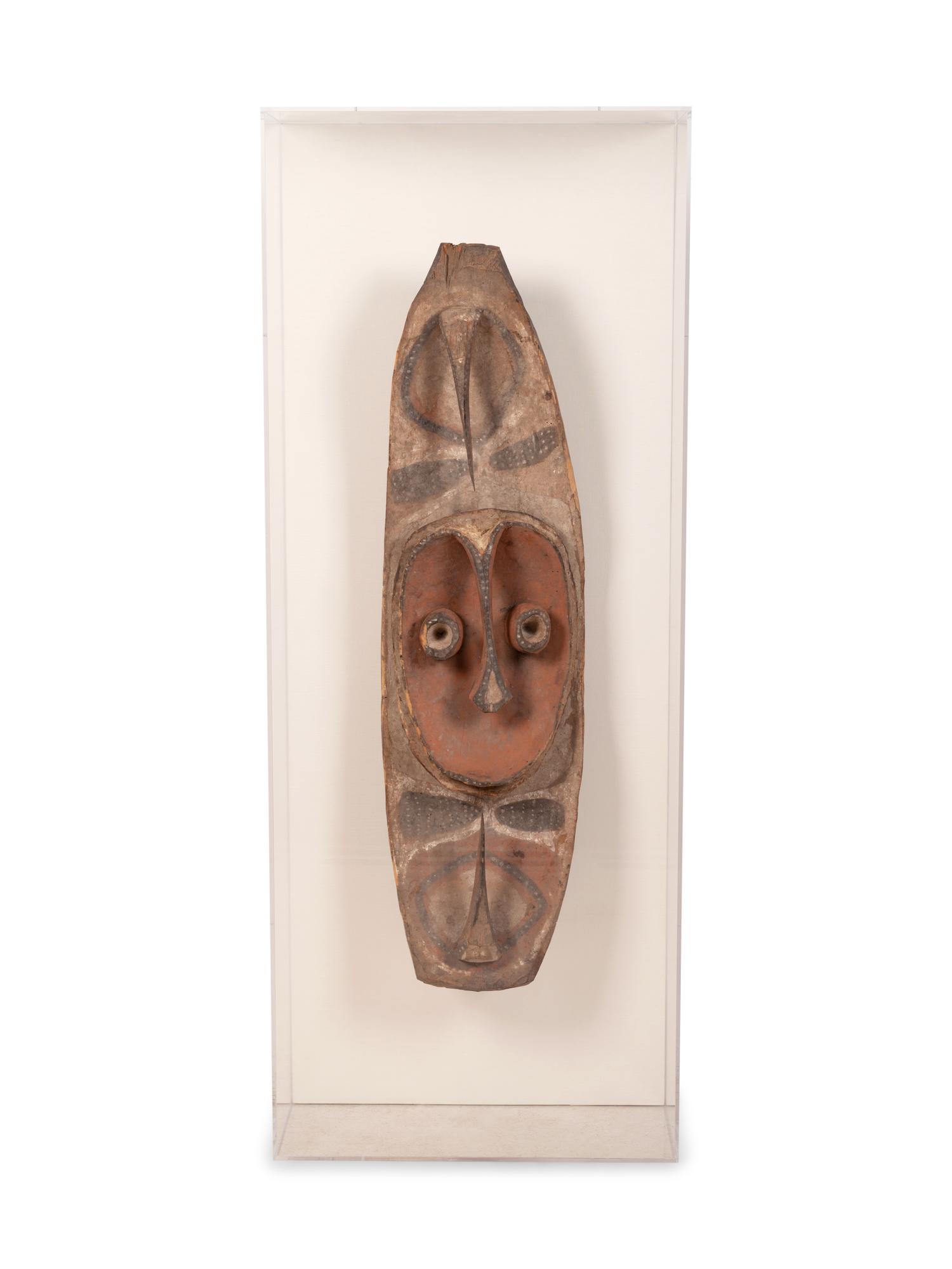 A New Guinea Painted Mask in an Acrylic Frame