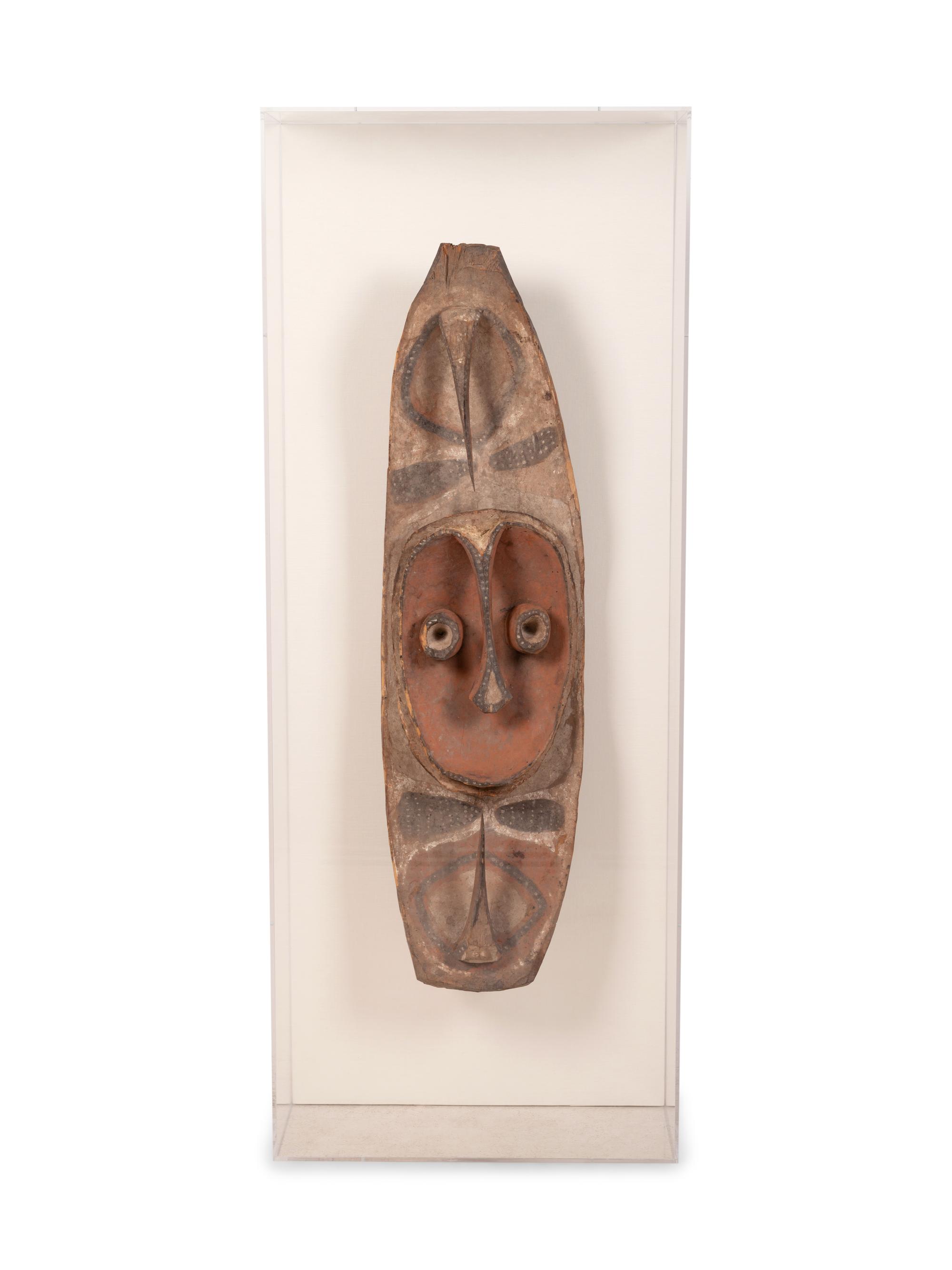 A New Guinea Painted Mask in an Acrylic Frame