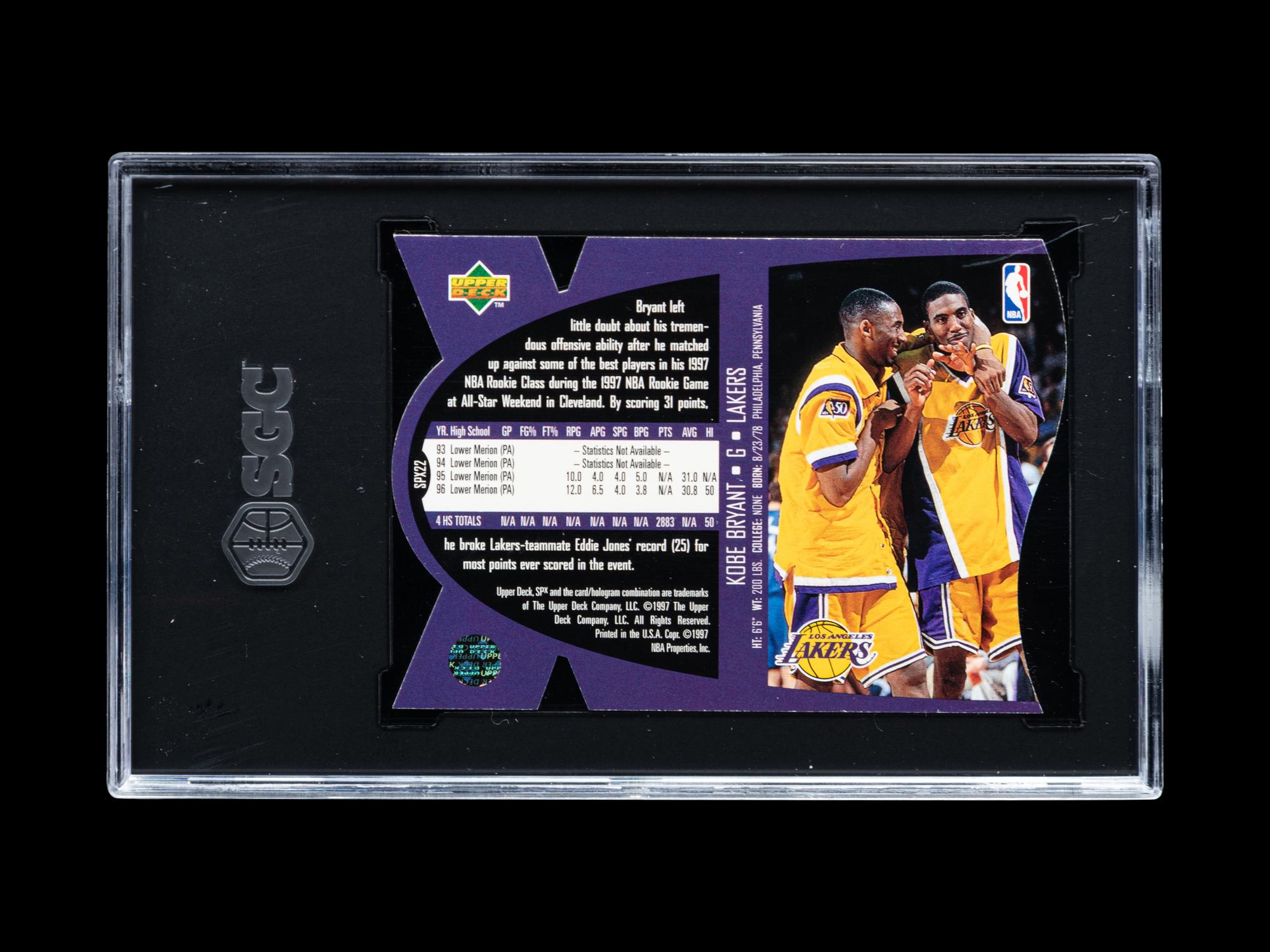 A 1997 SPX Kobe Bryant Basketball Card No. 22 (SGC 9 MINT)