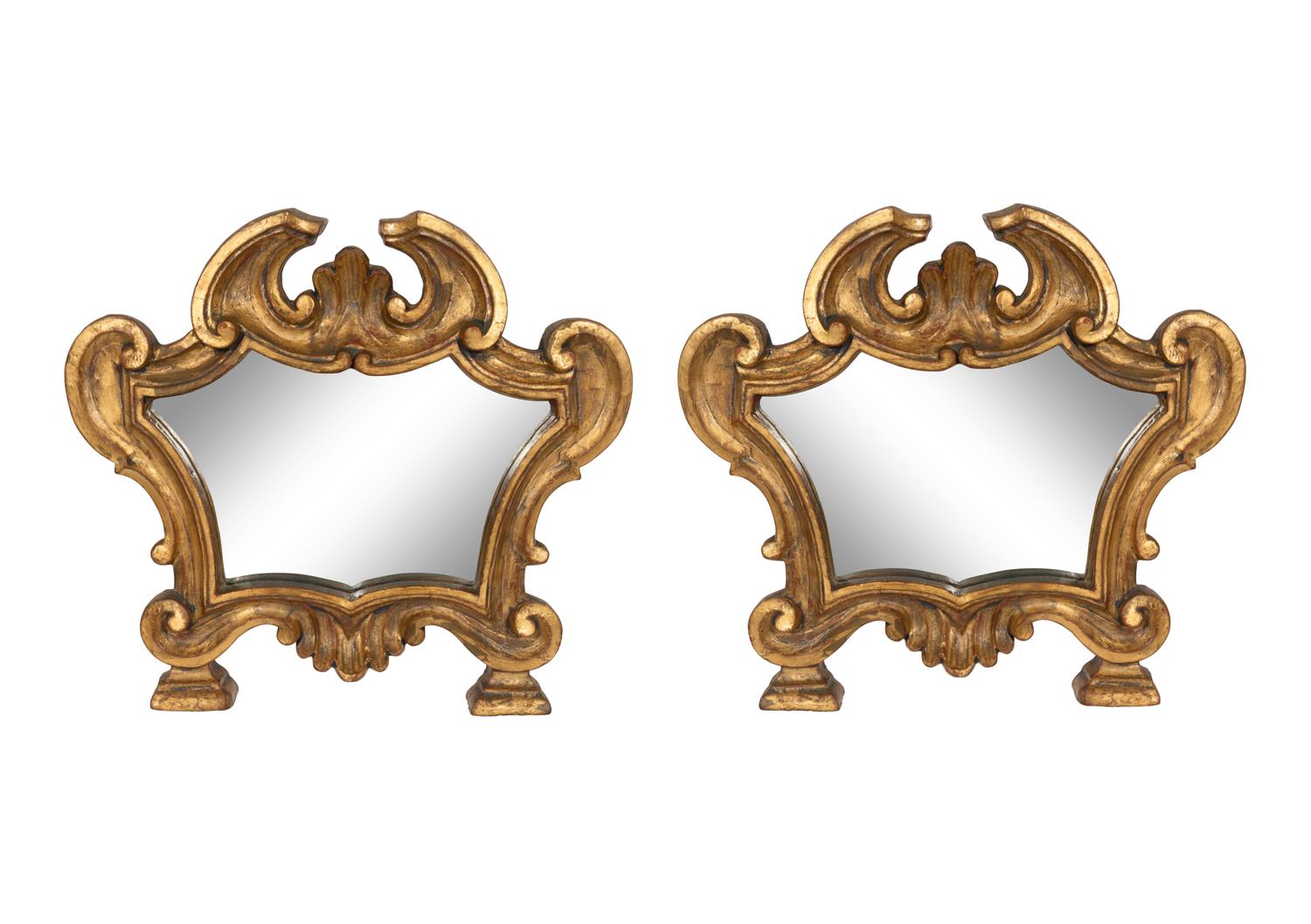 A Pair of Italian Baroque Style Giltwood Mirrors