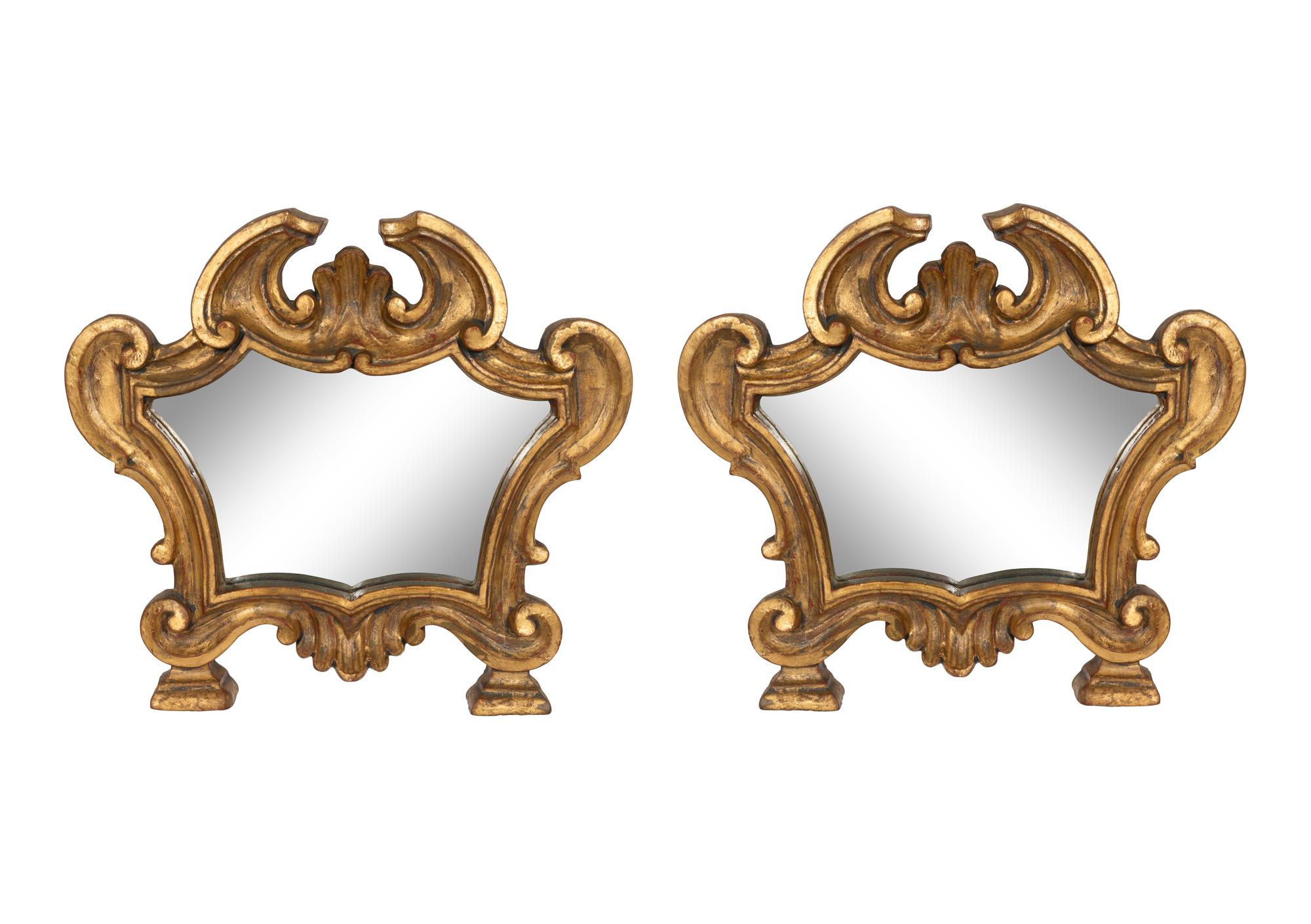 A Pair of Italian Baroque Style Giltwood Mirrors