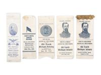 Private Jacob H. Perine, Company E, 4th Michigan Infantry, WIA twice at Gettysburg. A collection of items, incl. GAR dress cap, ribbons, and buttons.