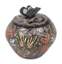 Lidded Polychrome Pottery Jar, with Sgraffito Decoration