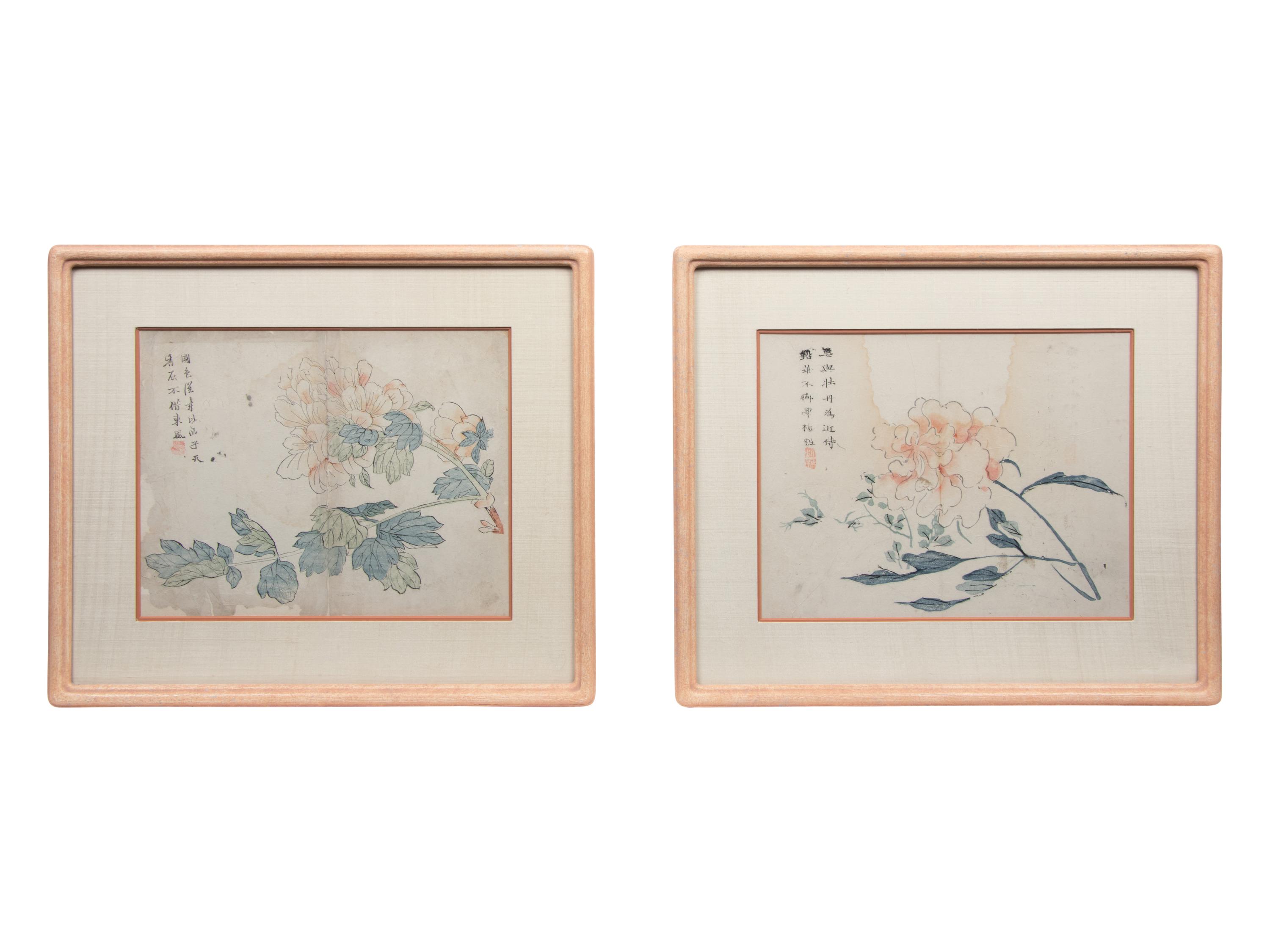 A Set of Eight 'Flower and Poem' Album Leaf Prints
