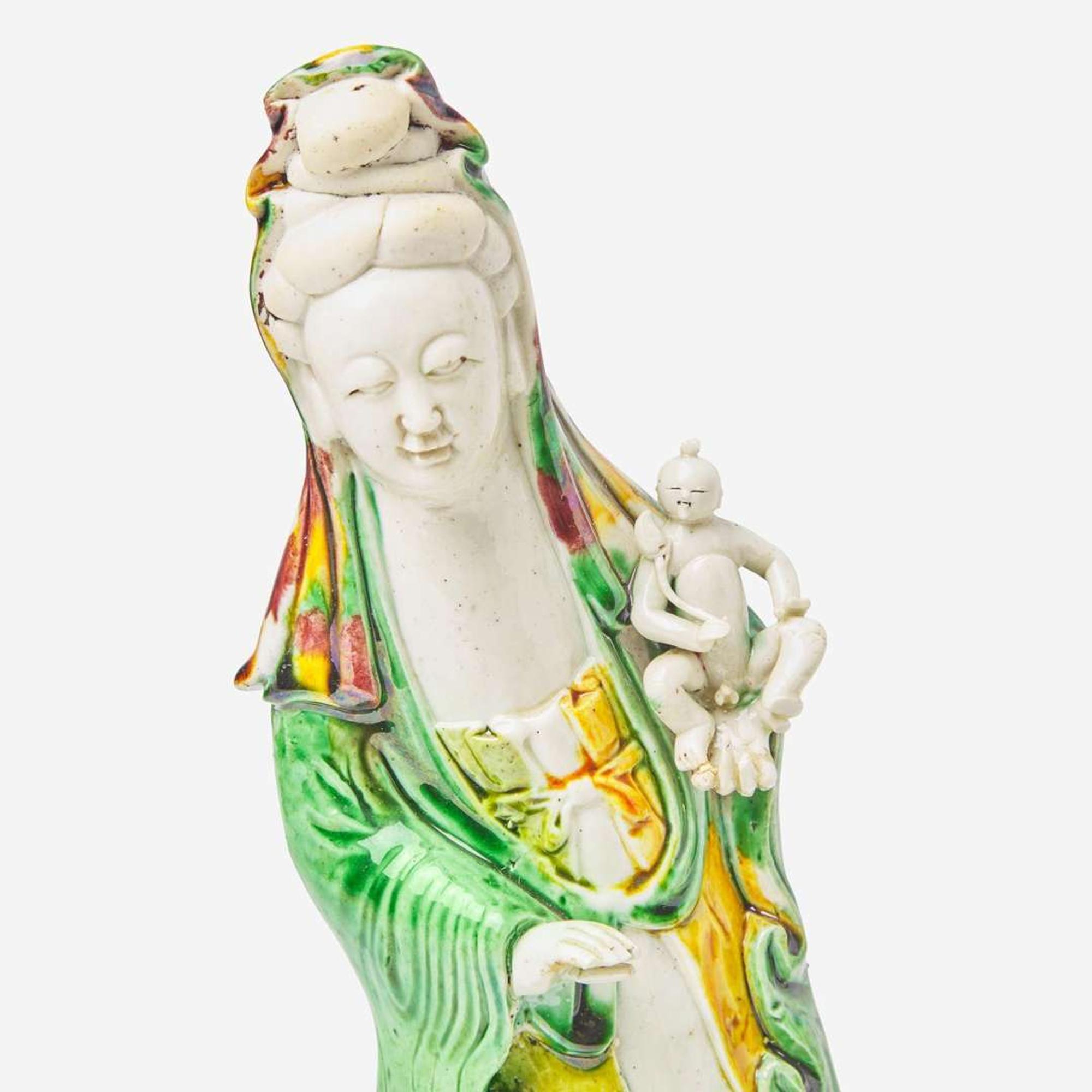Two Chinese famille verte figures 素三彩瓷塑兩件 Kangxi period ? ??