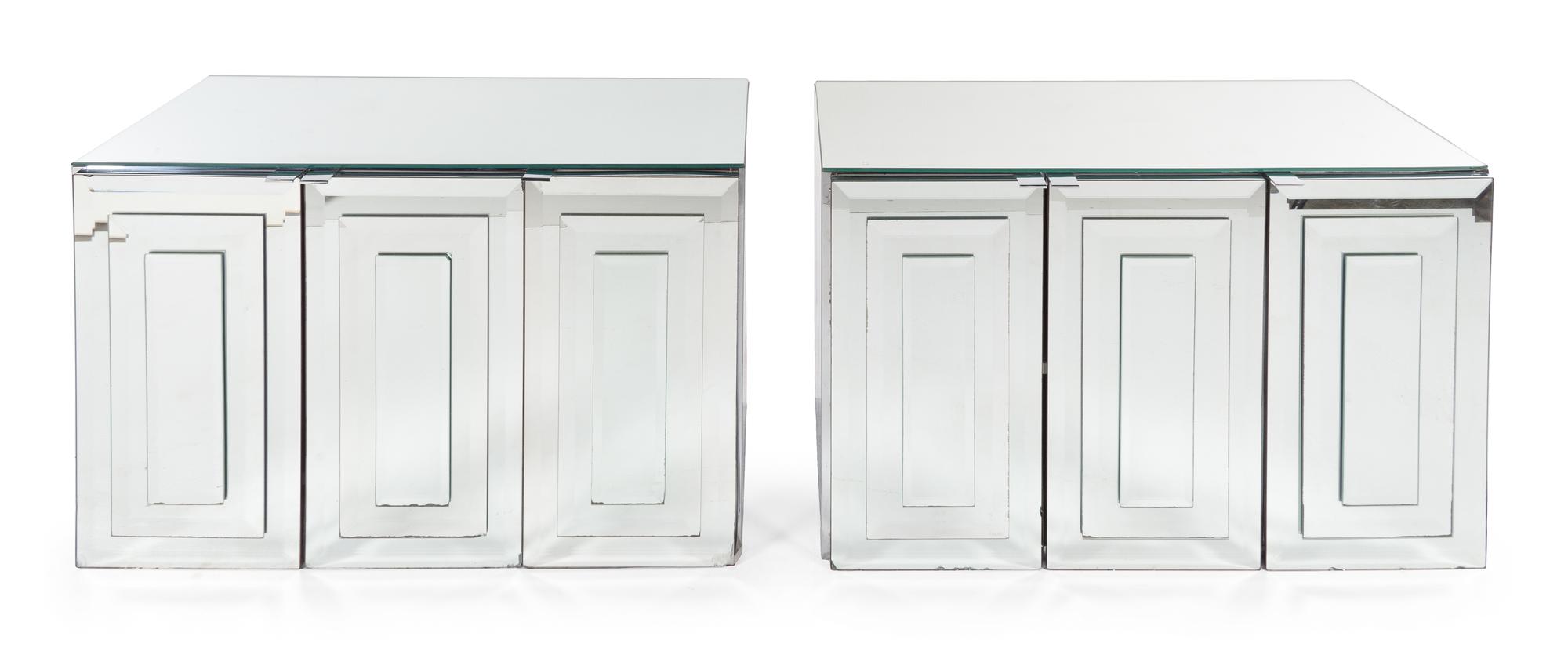A Pair of Mirror-Veneered Wall-Mounted Cabinets, attributed to Ello