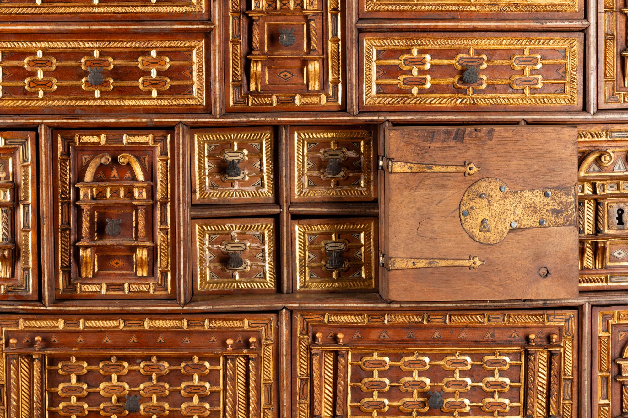 A Spanish Baroque Walnut Vargueño on Stand