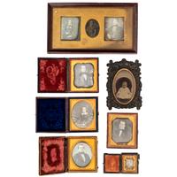 [EARLY PHOTOGRAPHY - PORTRAITURE]. Large collection of daguerreotype, ambrotype, and tintype portraits of men, women, and children, including: