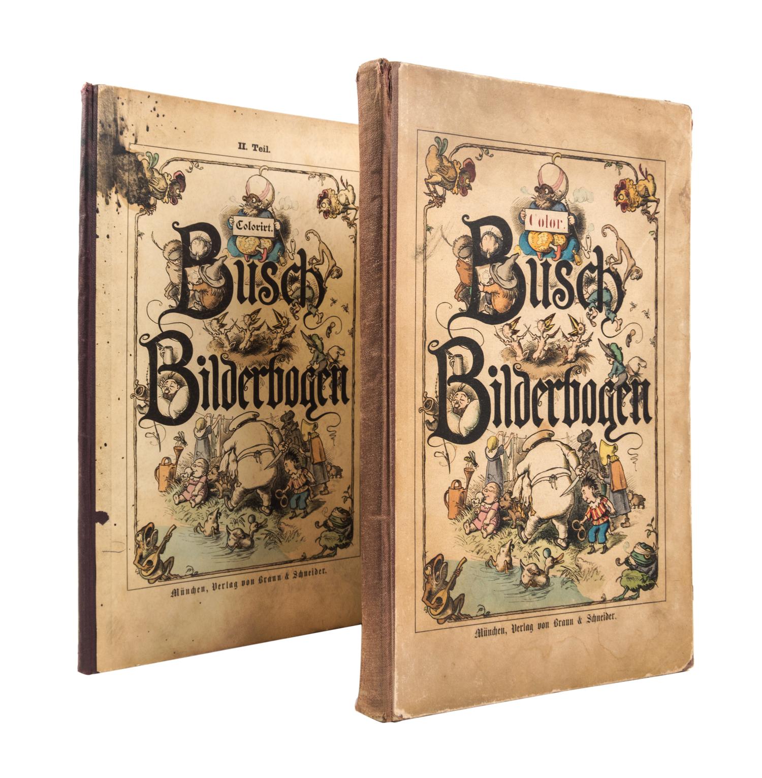 (CHILDREN'S) BUSCH WILHELM. Busch Bilderbogen I and II. Munich, [c. 1870]