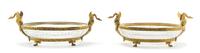 A Pair of Empire Style Gilt Bronze Mounted Cut Glass Bowls, Width 13 1/2 inches.