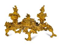 A Louis XV Style Gilt Bronze Inkwell