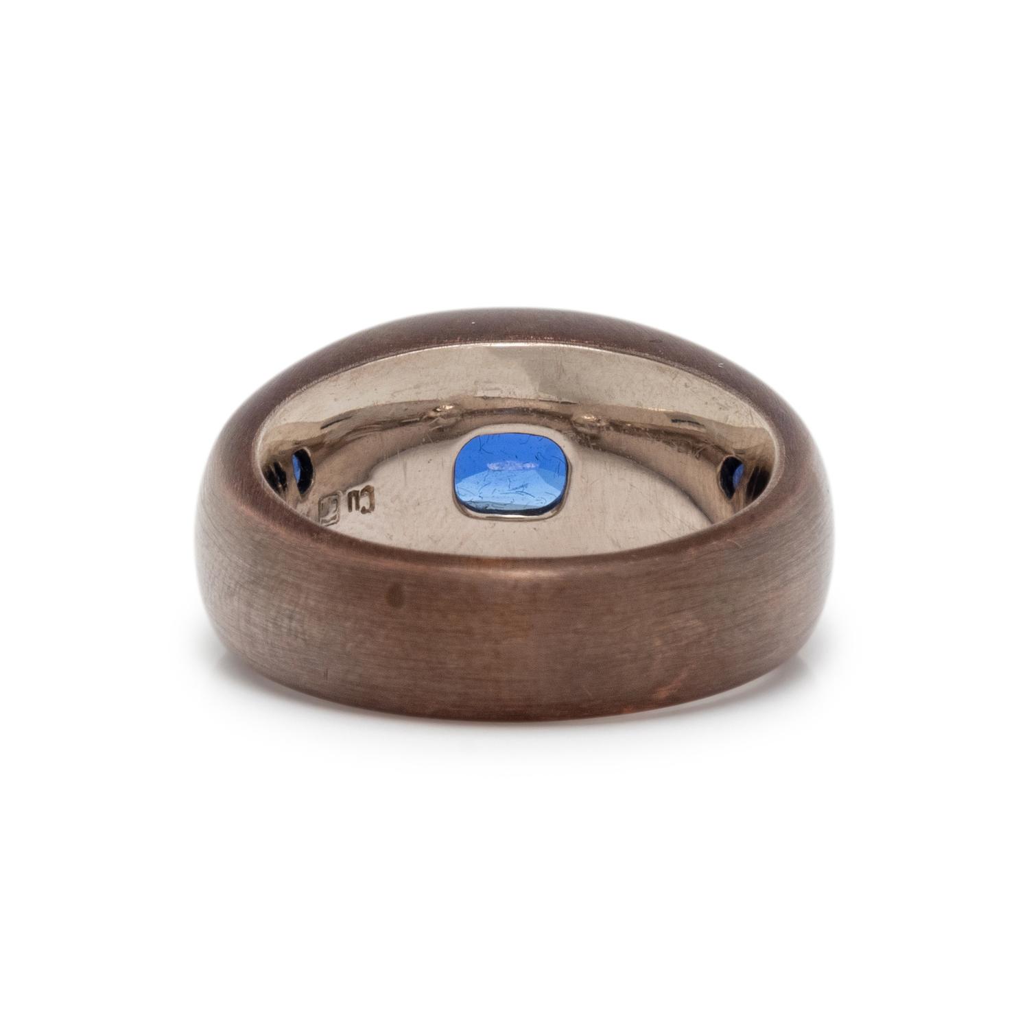 HEMMERLE, SAPPHIRE, GOLD, AND COPPER RING