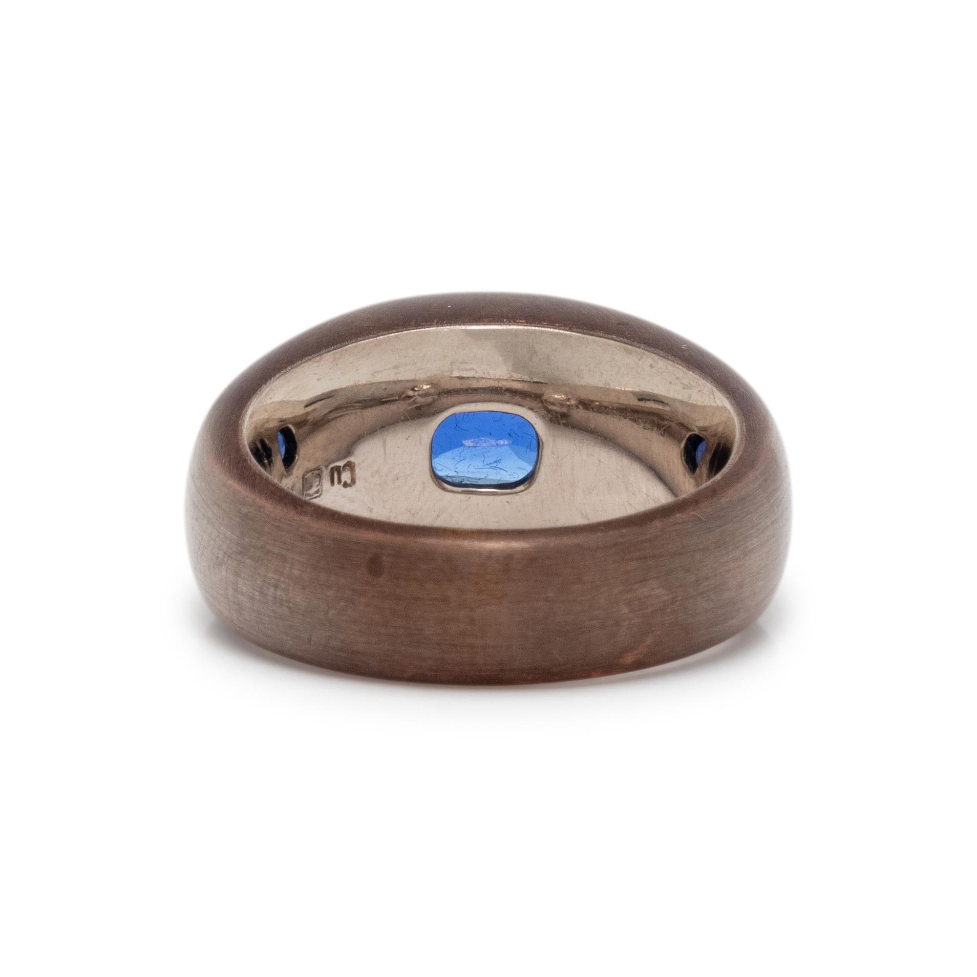 HEMMERLE, SAPPHIRE, GOLD, AND COPPER RING