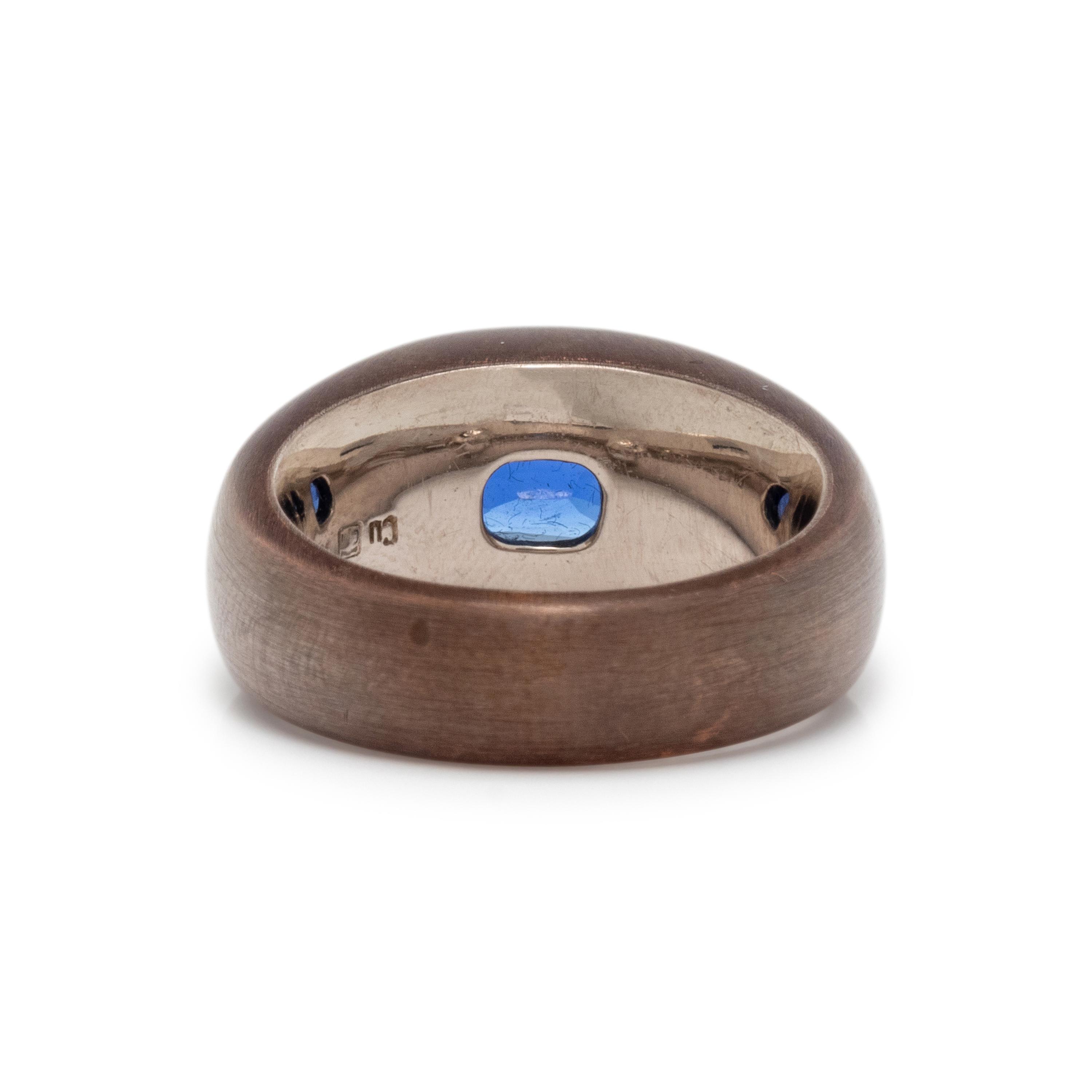 HEMMERLE, SAPPHIRE, GOLD, AND COPPER RING