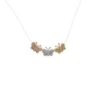 Two Diamond and Tricolor Gold Pendant Necklaces