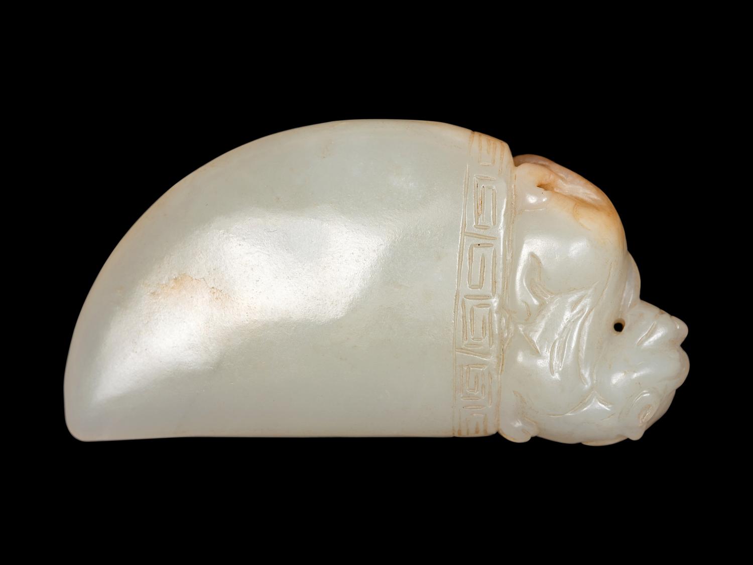 A White Jade Axe-Form Pendant