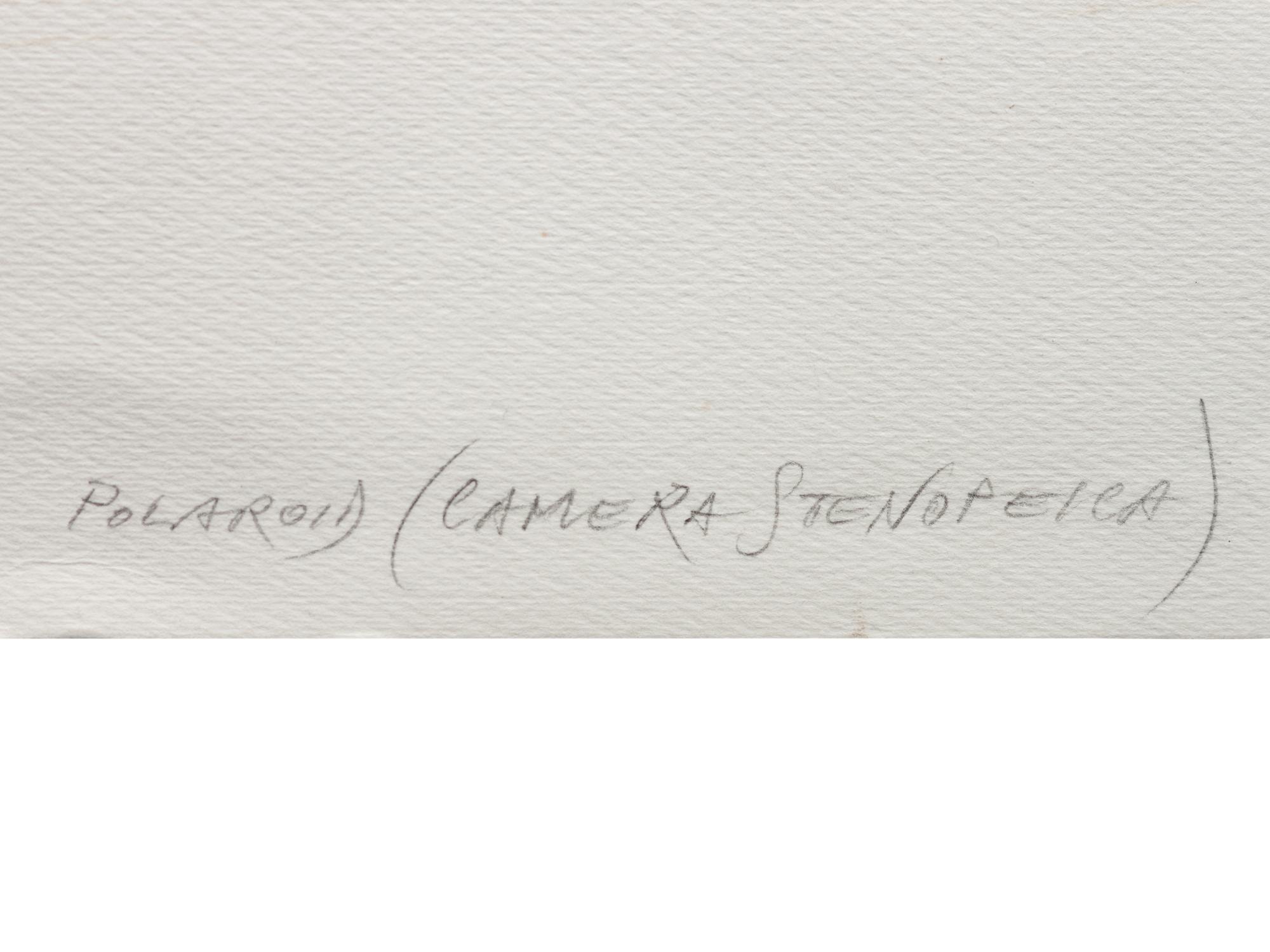 A pair of polaroids ( Ritratto di Carla , 1985; Omaggio Impuro a Bayard , 1983)