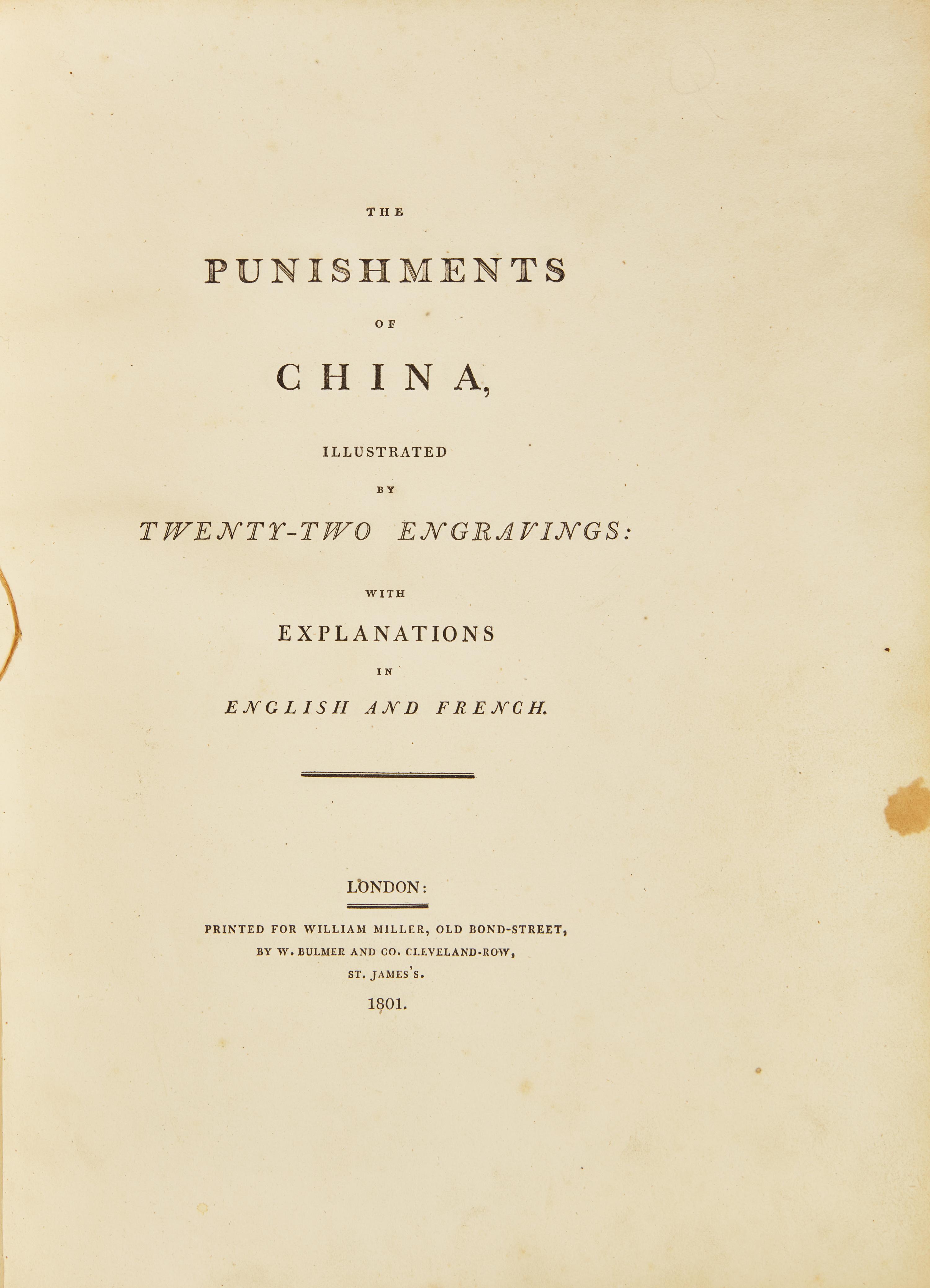 [TRAVEL & EXPLORATION] MASON, George Henry. The Punishments of China. London: Printed for William Miller, 1801.