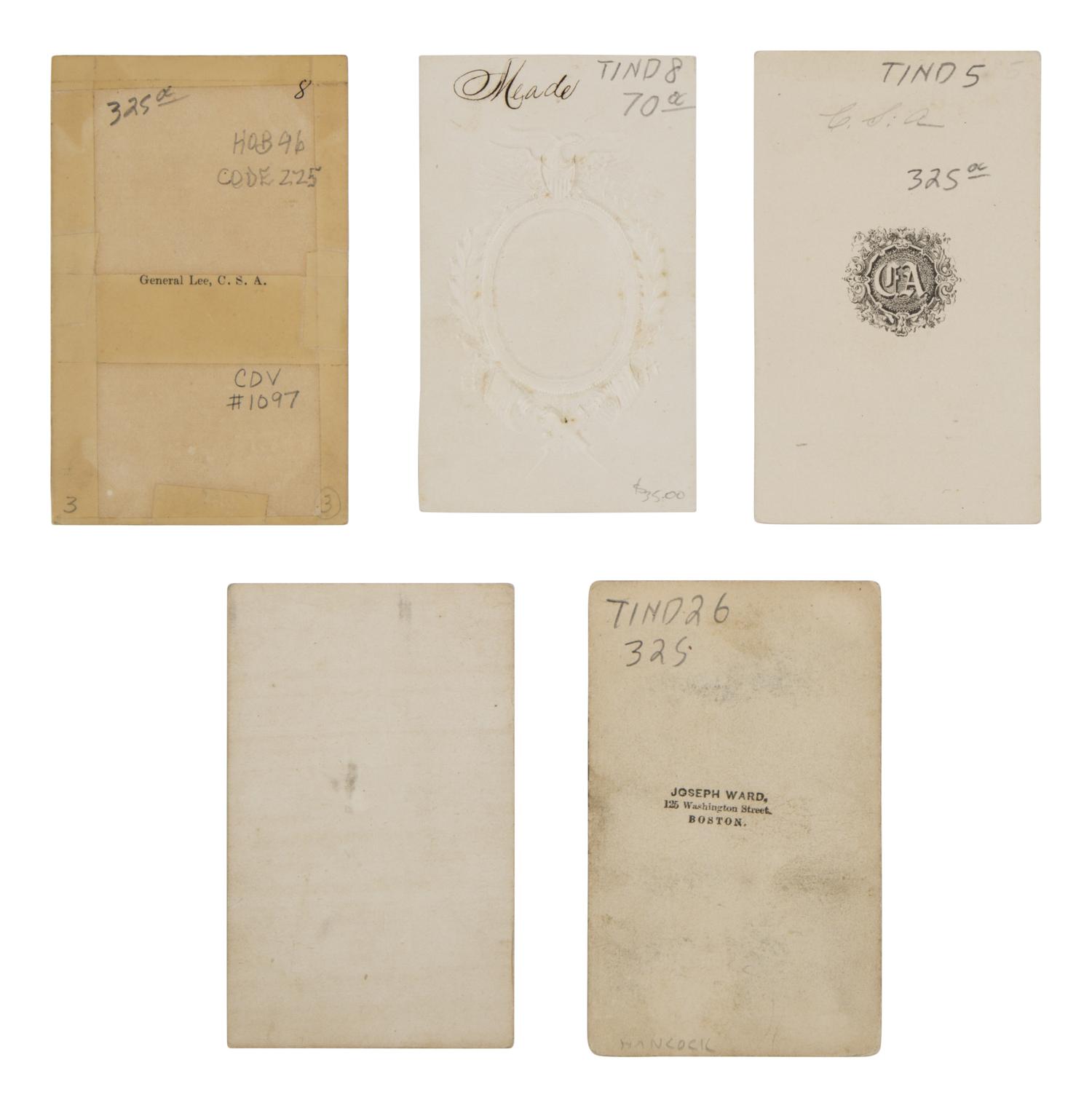 [Civil War]. A group of 5 carte de visites of Civil War generals. Ca. 1860s-1870s.