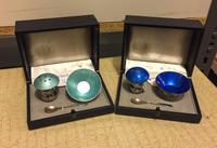 Two Danish Silver and Enameled Salt and Pepper Articles, Egon Laurisden, Copenhagen, 20th Century, comprising a pepper caster and a sal