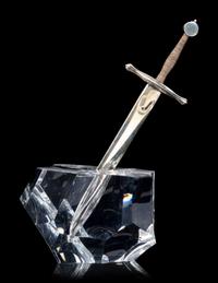 A Steuben Glass and Silver Excalibur Letter Opener