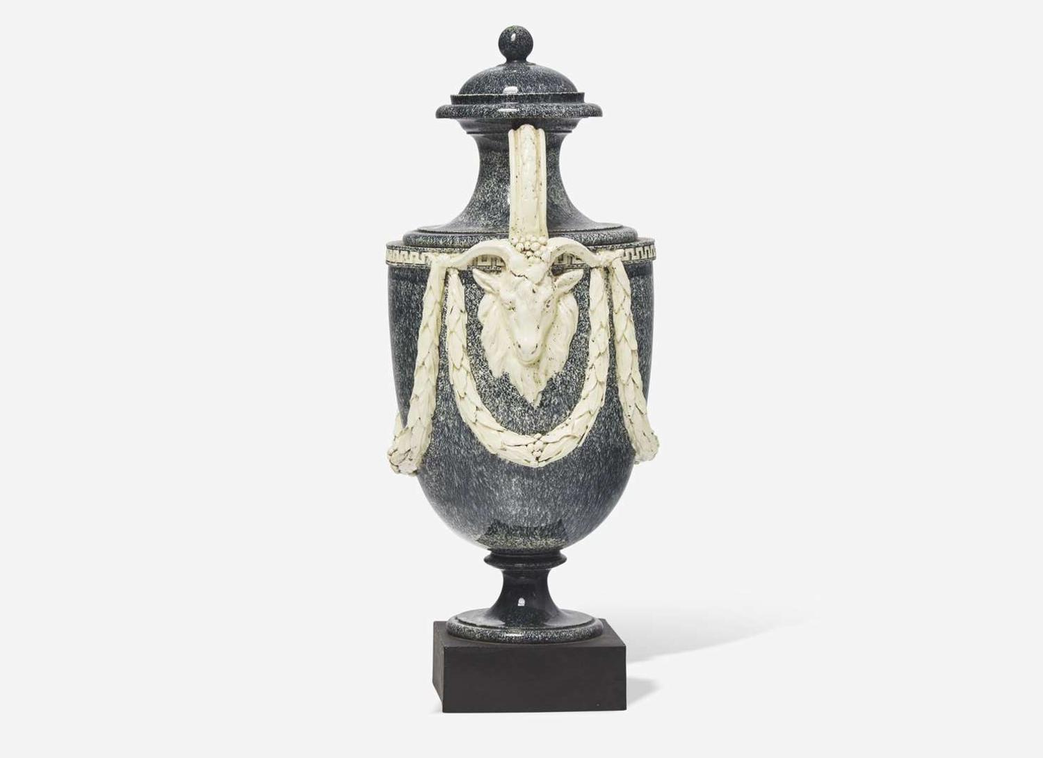 A Wedgwood & Bentley Variegated Ware Covered Vase, UK, 1770s