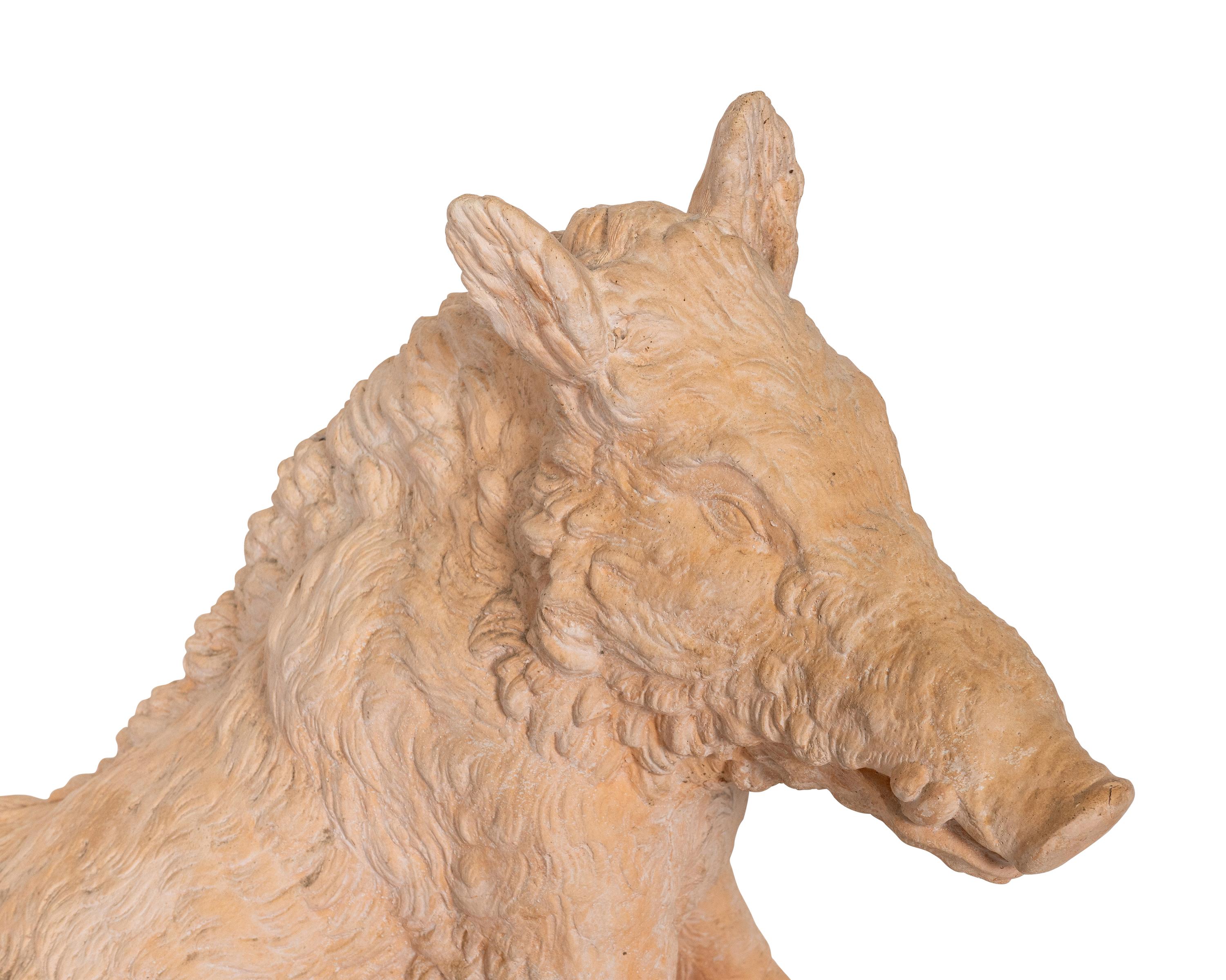 A Large Ceramic Boar Sculpture in the Manner of The Uffizi Porcellino