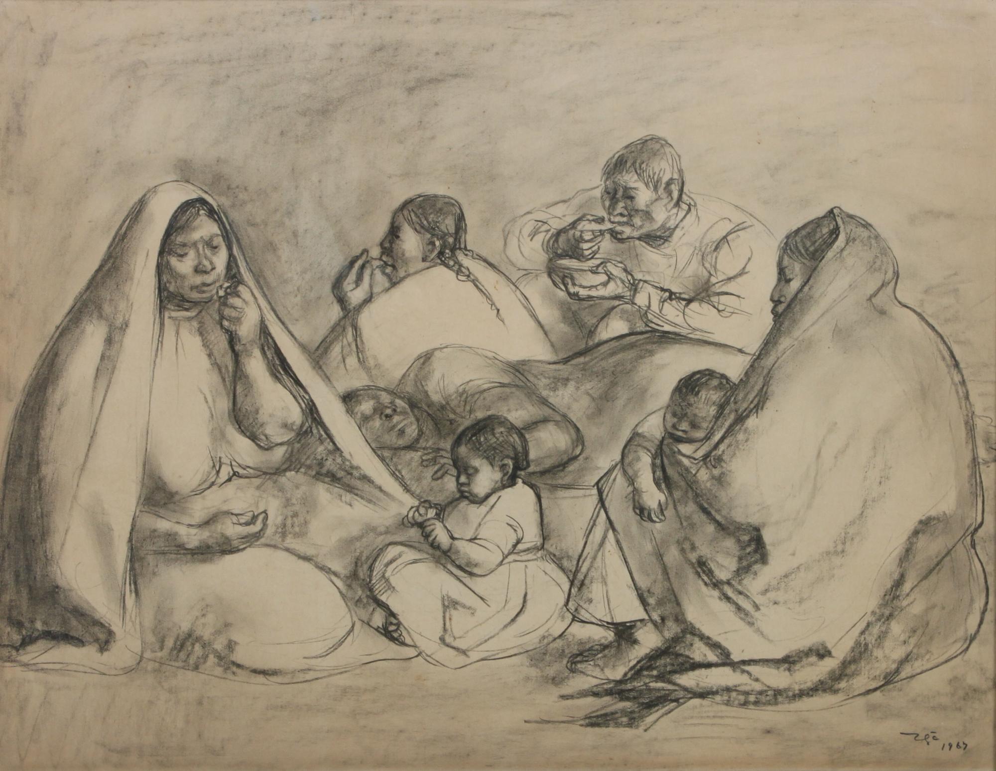 Francisco Zuniga, (Mexican, 1912-1998), Group with Children, 1967