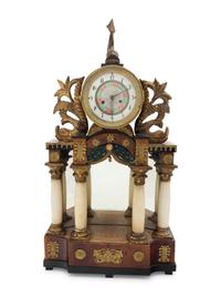 An Austrian Gilt Metal and Alabaster Mounted Mantel Clock