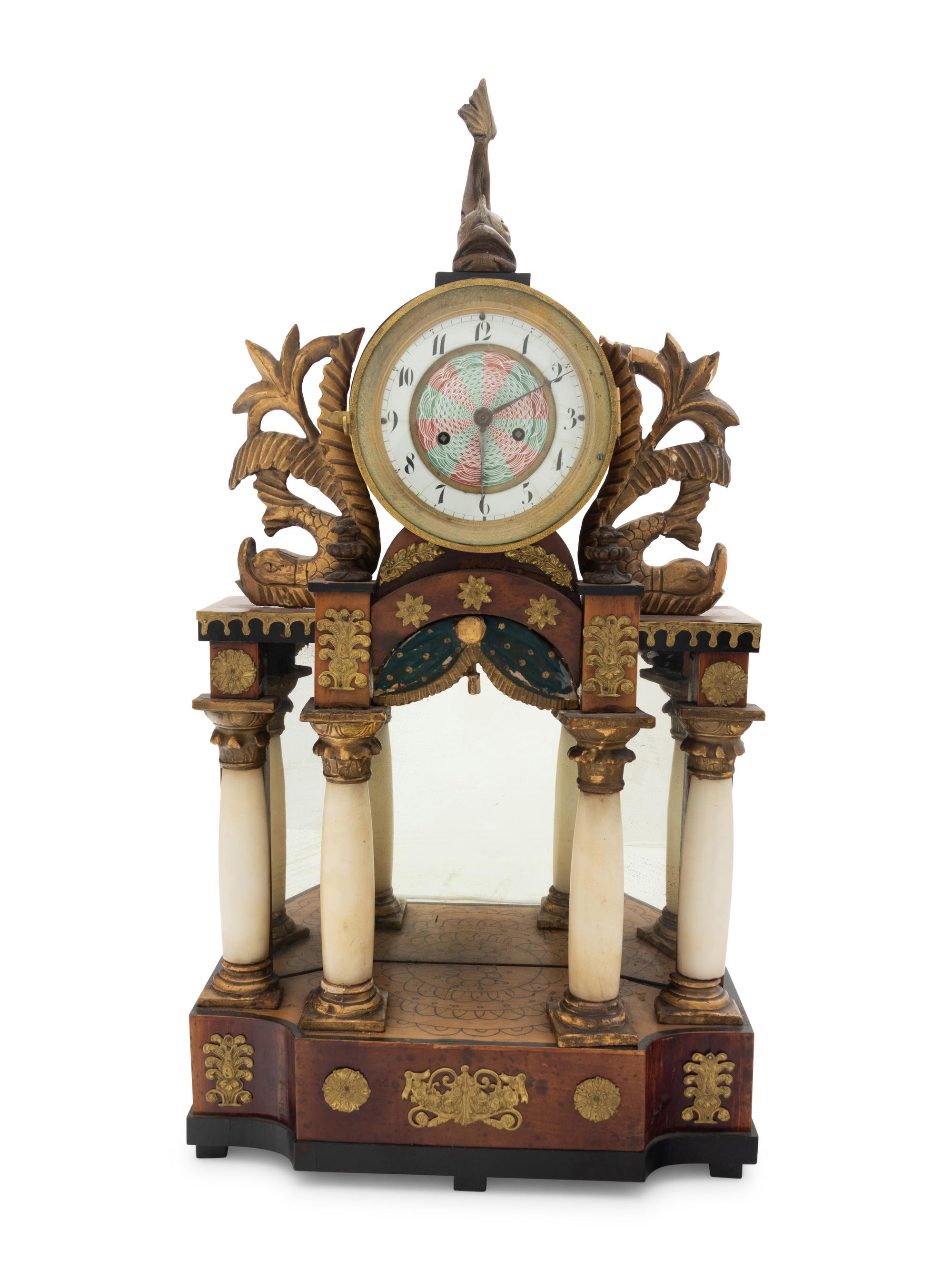 An Austrian Gilt Metal and Alabaster Mounted Mantel Clock