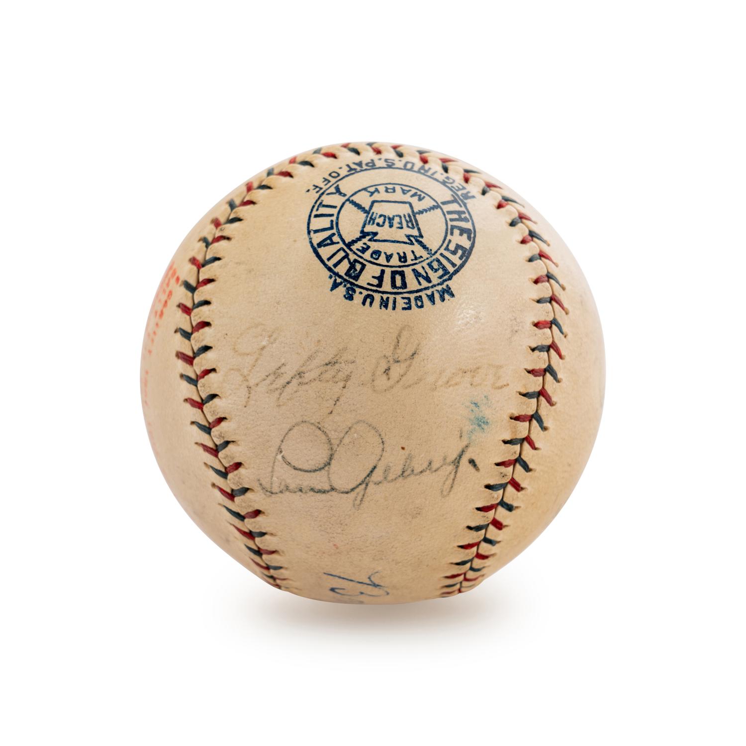 A Legendary Signed Autographed Baseball Featuring Babe Ruth, Hank Aaron, Lou Gehrig, Jimmie Foxx, Al Simmons, Connie Mack, Lefty Grove and George Earnshaw (Beckett Authentication Services)