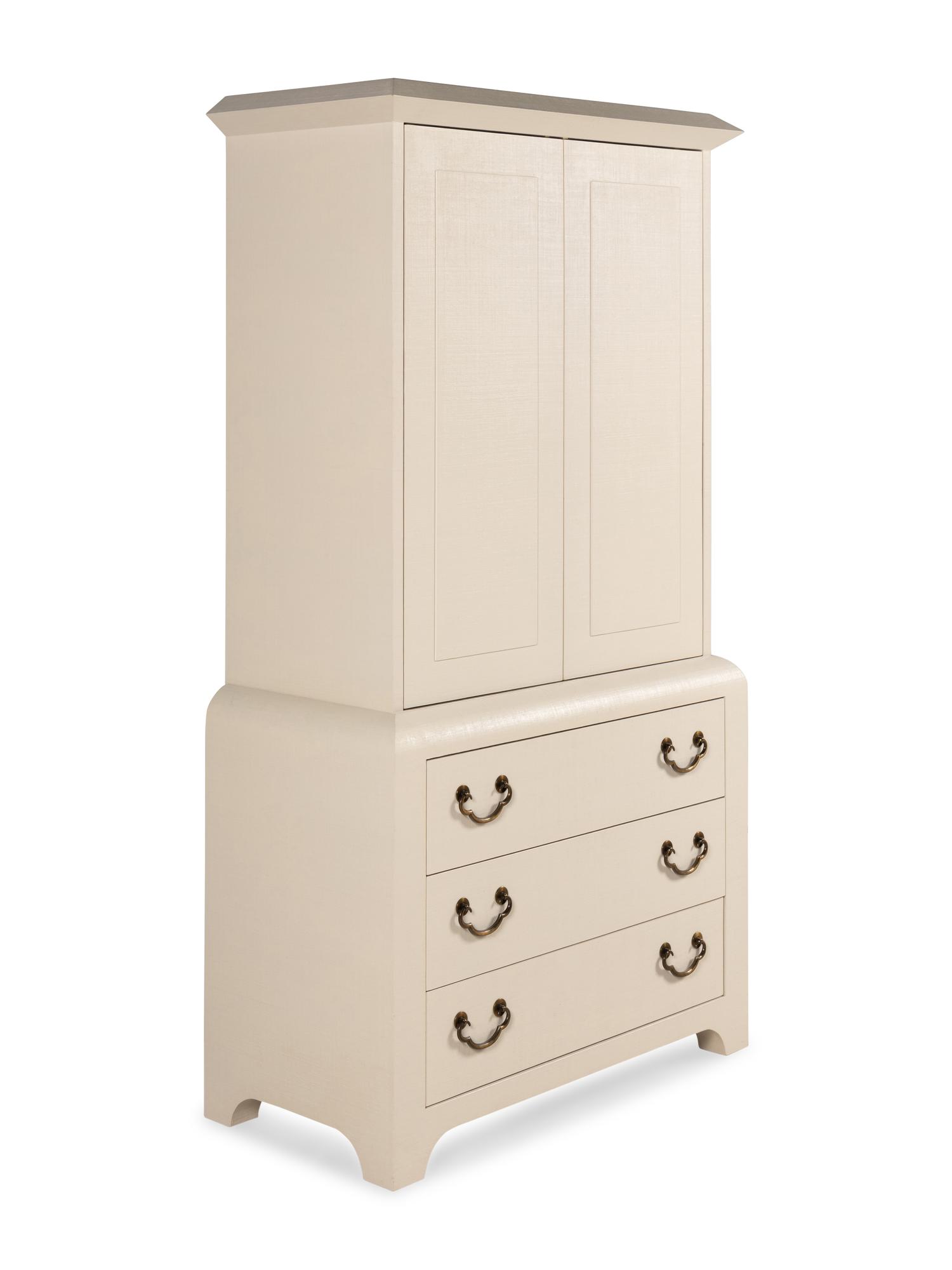 A Harrison-Van Horn Lacquered Raffia Media Cabinet