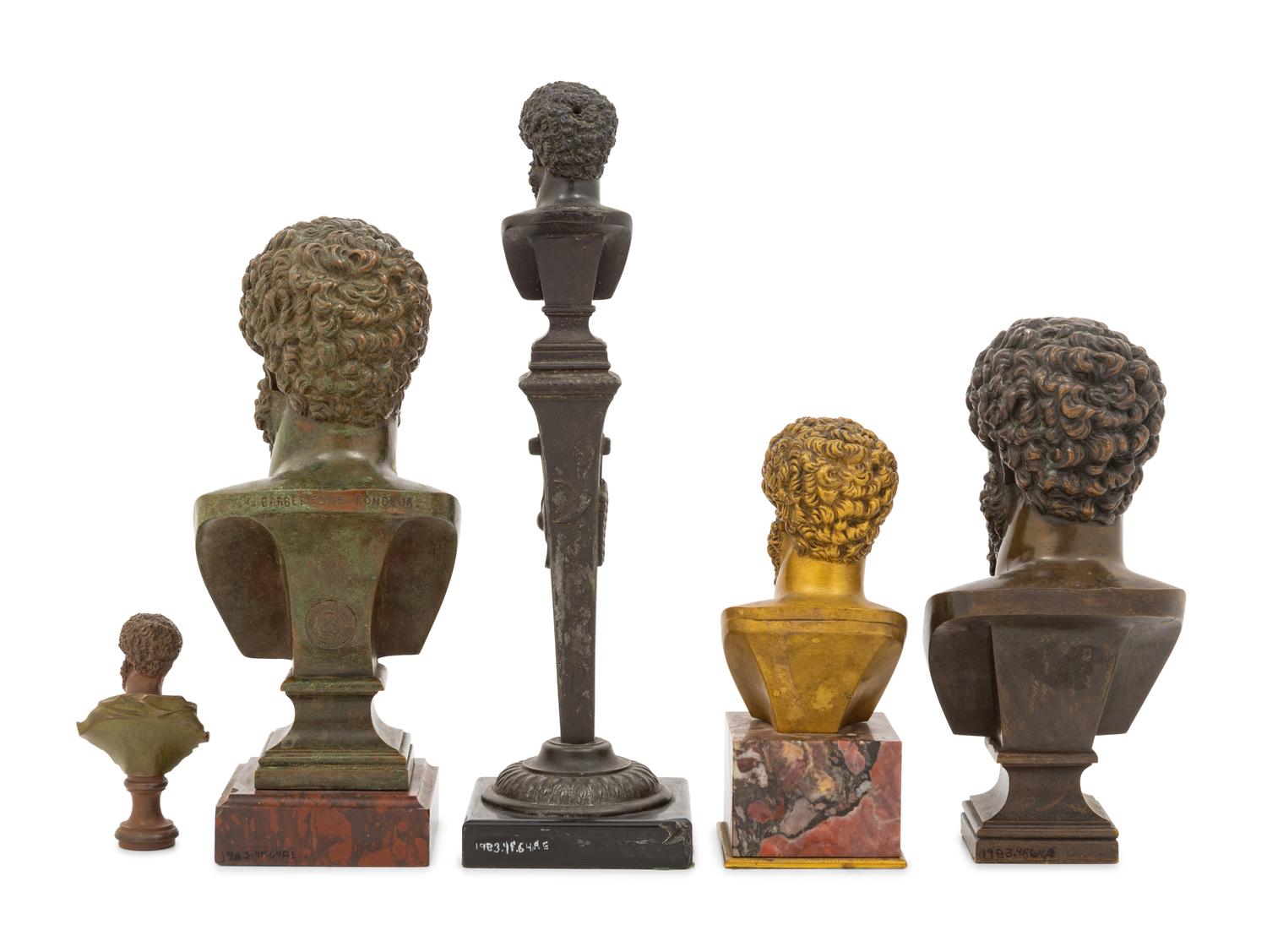 Five Continental Bronze Small Busts of Emperor Lucius Verus