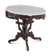 A Victorian Rococo Revival Rosewood Marble-Top Table