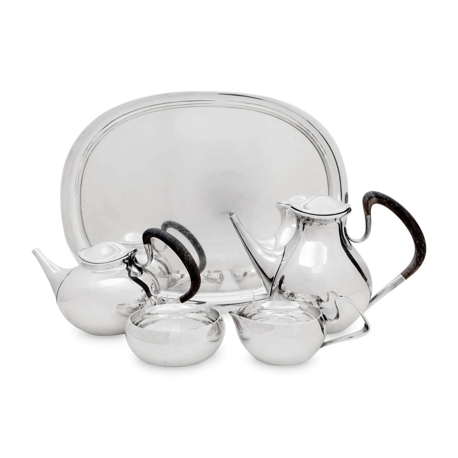 A Georg Jensen Five-Piece Silver Tea and Coffee Service