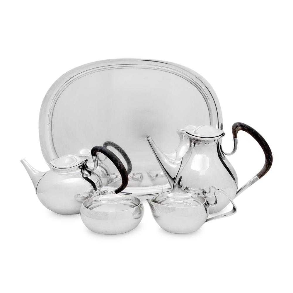 A Georg Jensen Five-Piece Silver Tea and Coffee Service