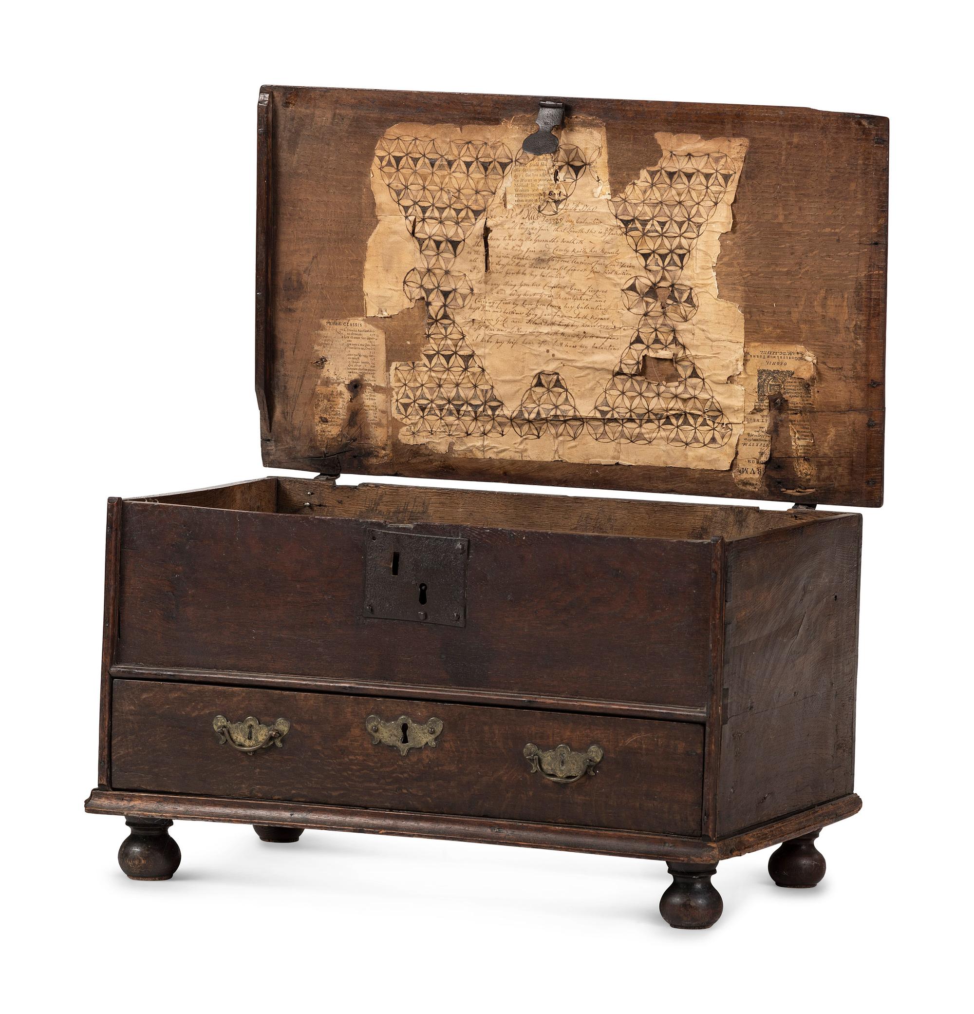 A William and Mary Oak Diminutive One-Drawer Blanket Chest
