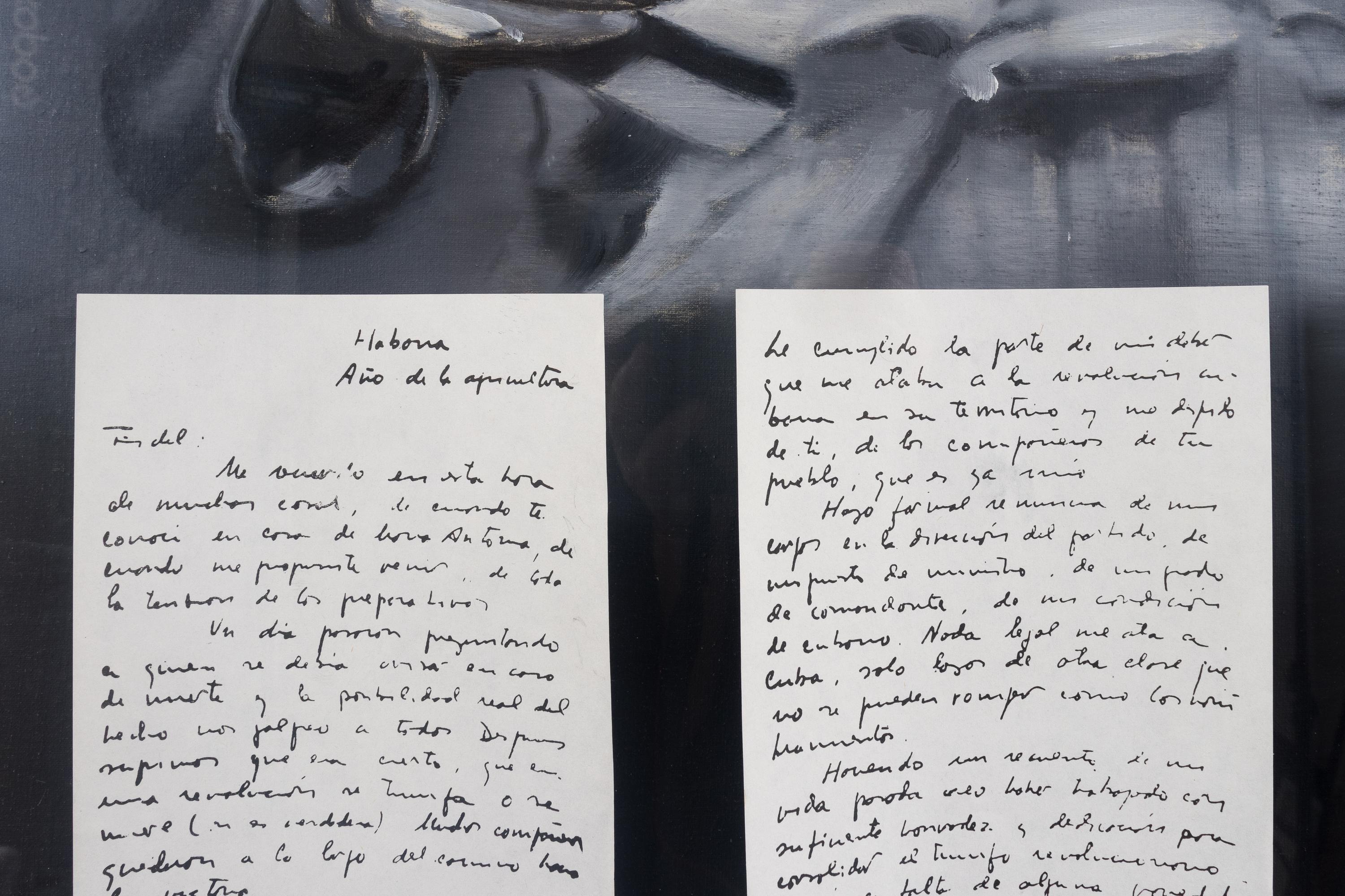 Fidel Castro reading letters sent to him by Che Guevara