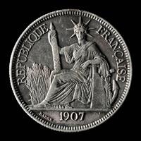 A French Indochina 1907-A Piastre de Commerce Silver Coin