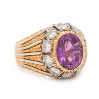 Buccellati, Pink Sapphire, Diamond, and Bicolor Gold Ring