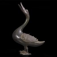 A patinated bronze goose-form incense burner 铜加漆鹅形香炉一件 Late 18th to 19th century ???????????