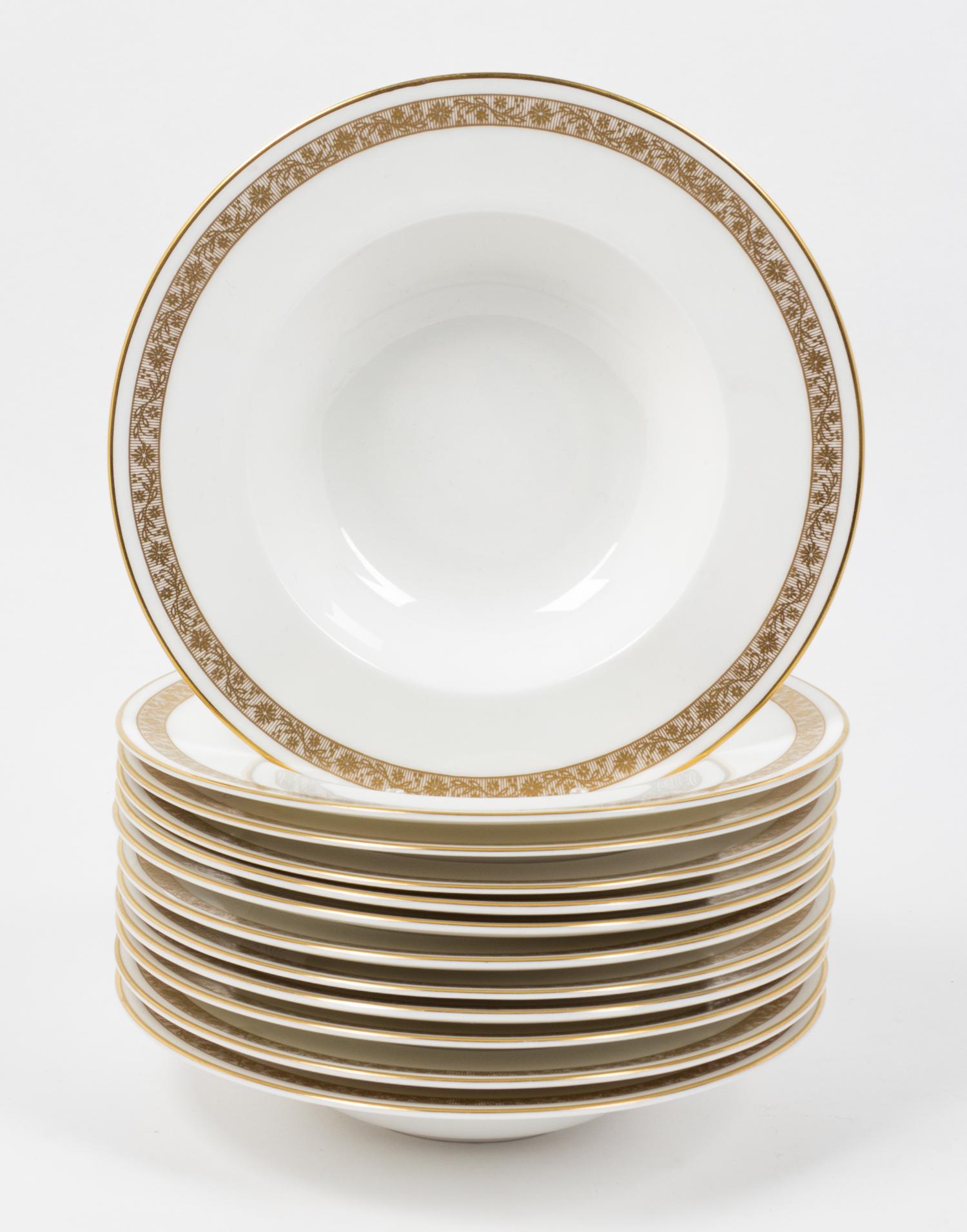 Twelve Royal Worcester Soup Bowls Diameter 8 inches.