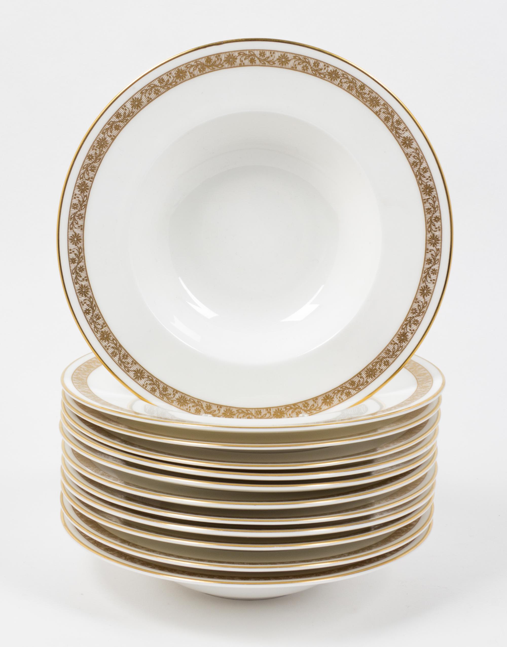 Twelve Royal Worcester Soup Bowls Diameter 8 inches.
