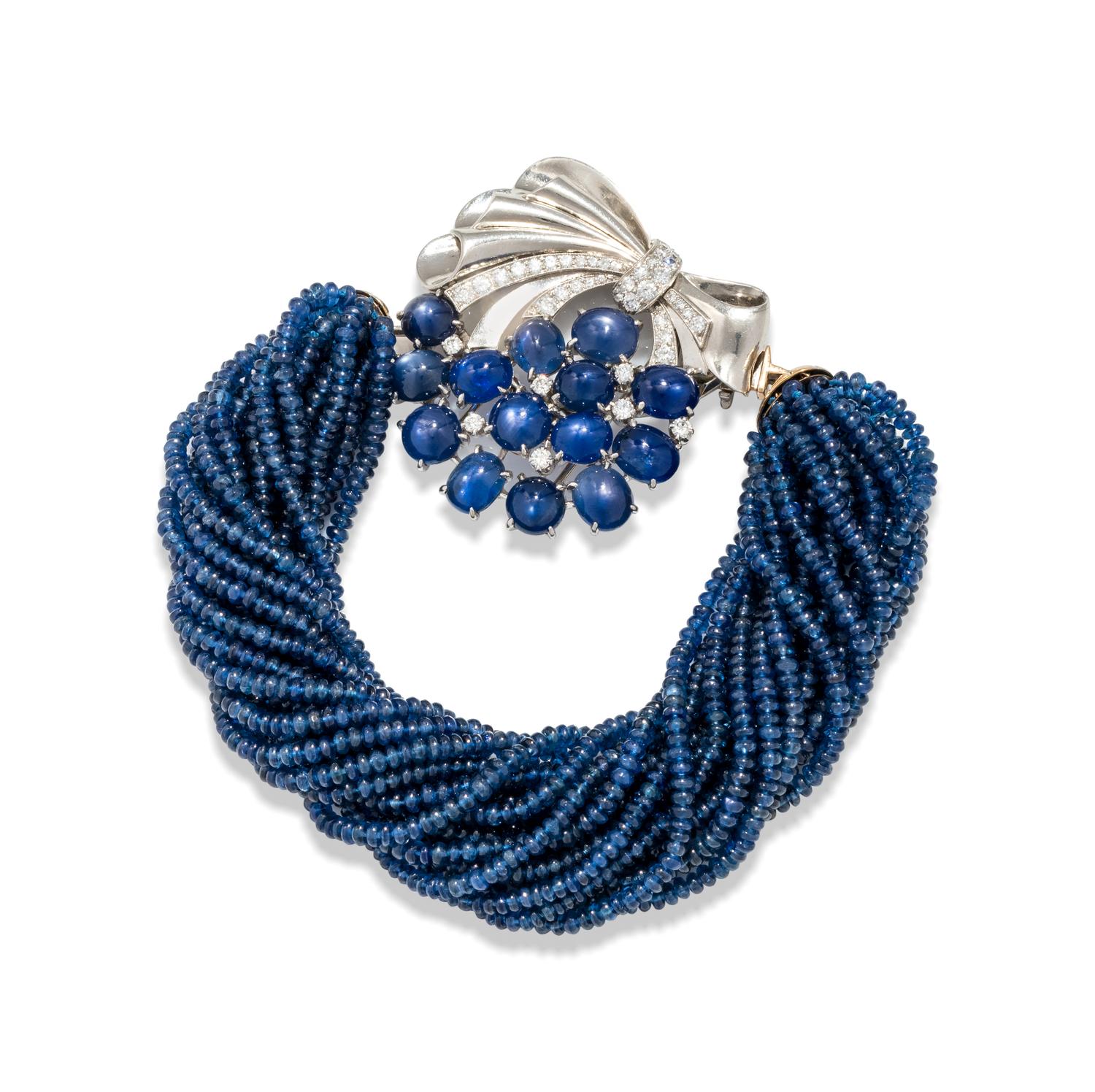 RAYMOND YARD, SAPPHIRE AND DIAMOND BROOCH