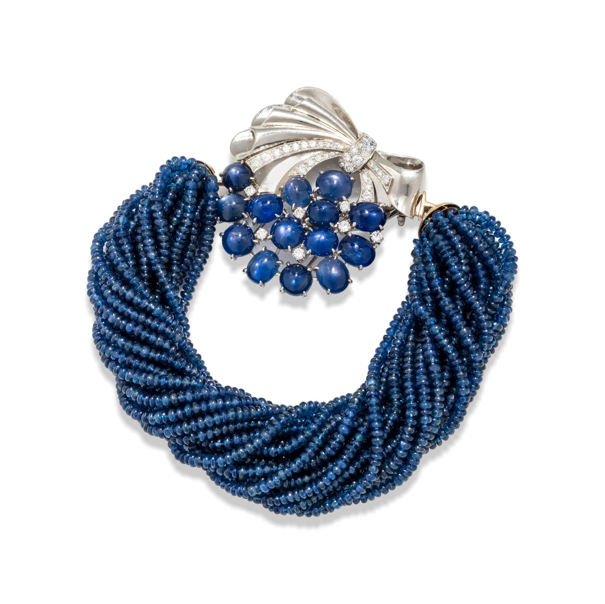 RAYMOND YARD, SAPPHIRE AND DIAMOND BROOCH