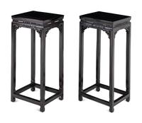 A Pair of Chinese Hardwood Pedestal Tables