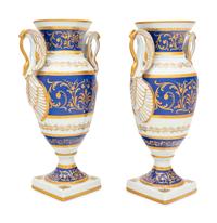 A Pair of French Parcel Gilt Porcelain Vases