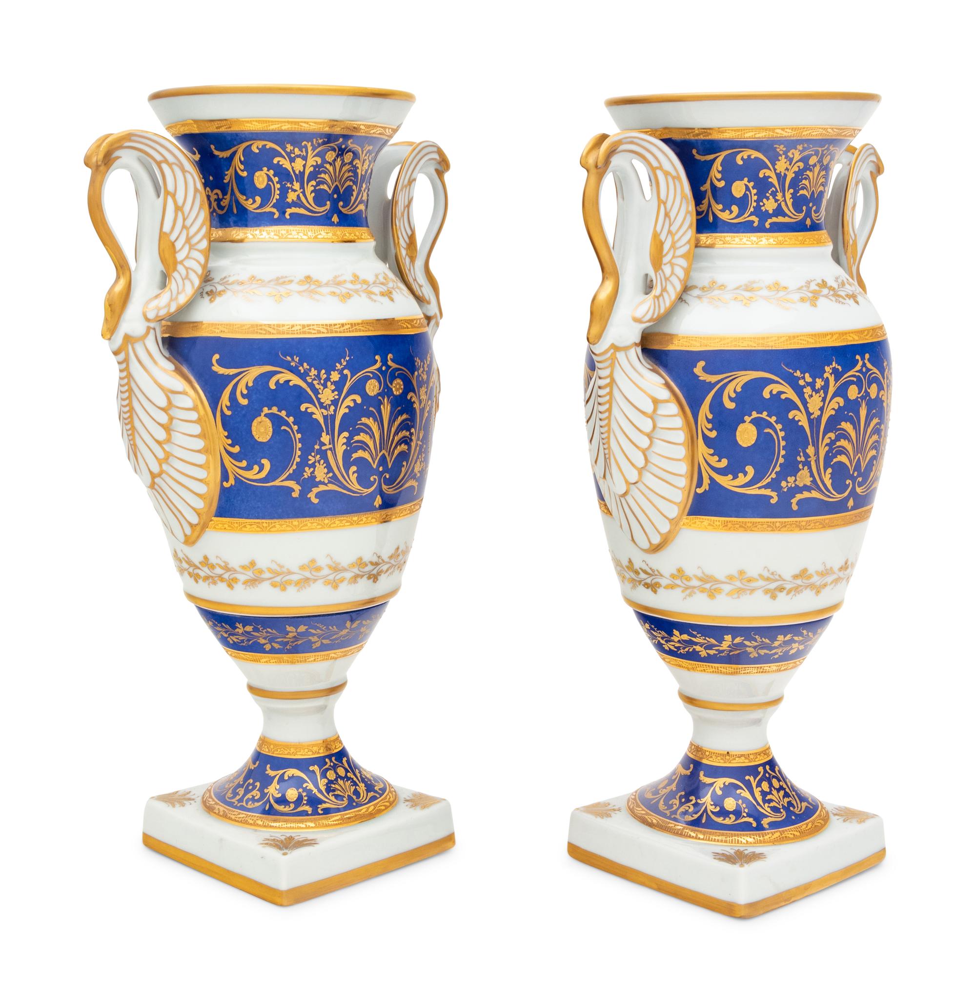 A Pair of French Parcel Gilt Porcelain Vases