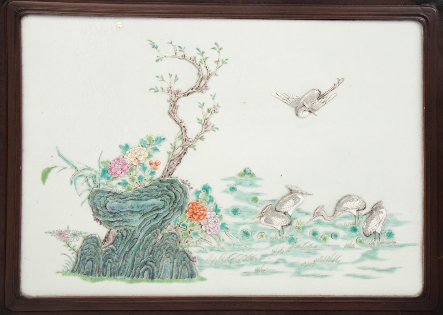 Two Famille Rose High-Relief Wall Panels